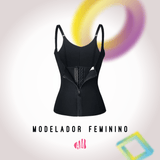 Modelador Feminino Cinta Redutora com Zíper e Alças - FRETE GRÁTIS